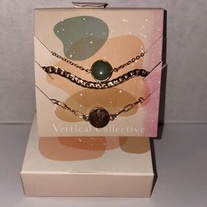 Vertical Collective Gold and Green Bracelet Set
